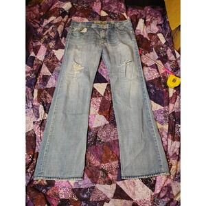 BKE Buckle Tyler Straight Jeans Mens 38x34 Blue Stretch Light Workwear Western
